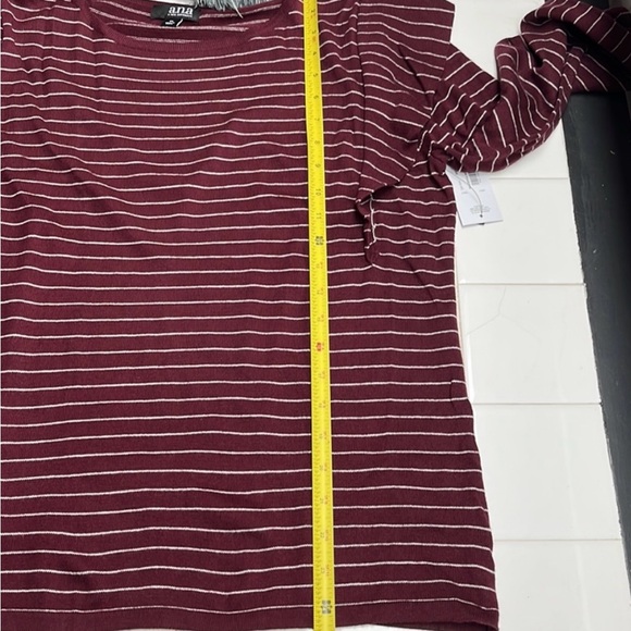 a.n.a Burgundy & Grey Striped Sweater Long Sleeve Ruffle. - Picture 5 of 9